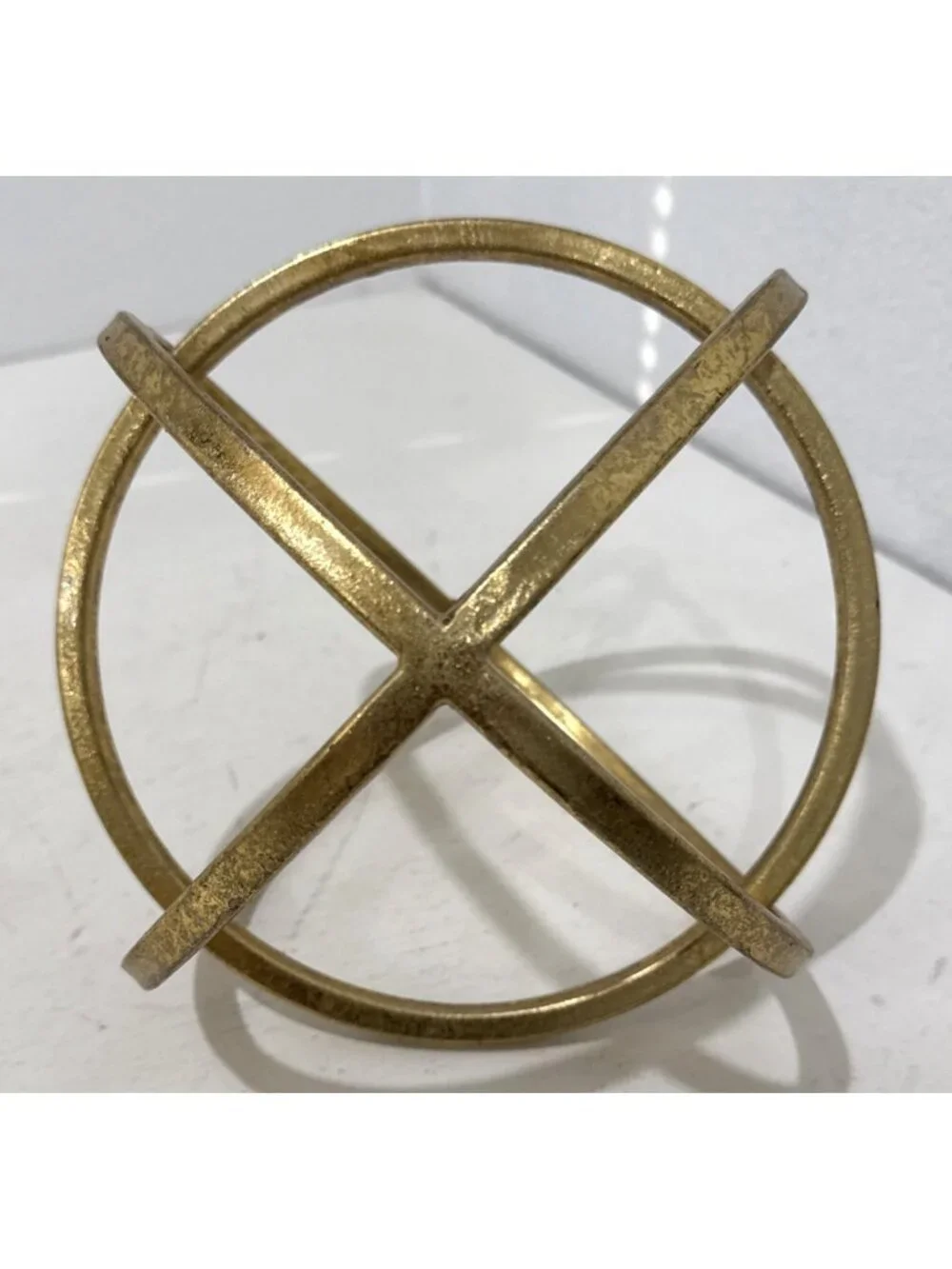 Gold Metal Sphere Orbs Sculpture Home Decor Large  8”